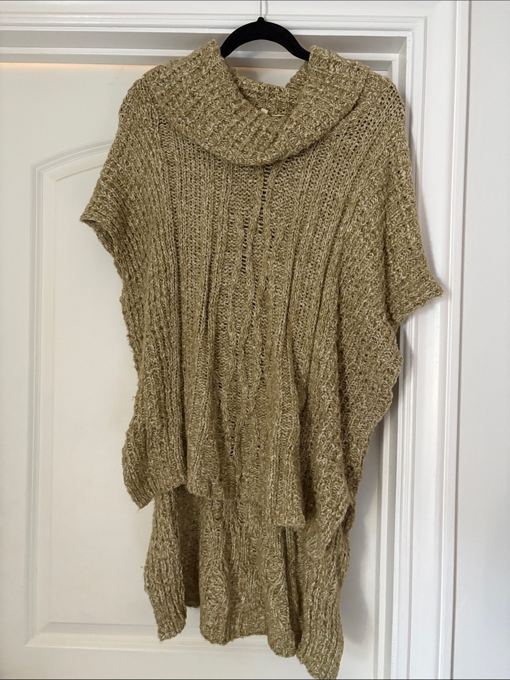 Anthropologie Moth Cozy Chunky Knit Poncho Sweater in Light Olive